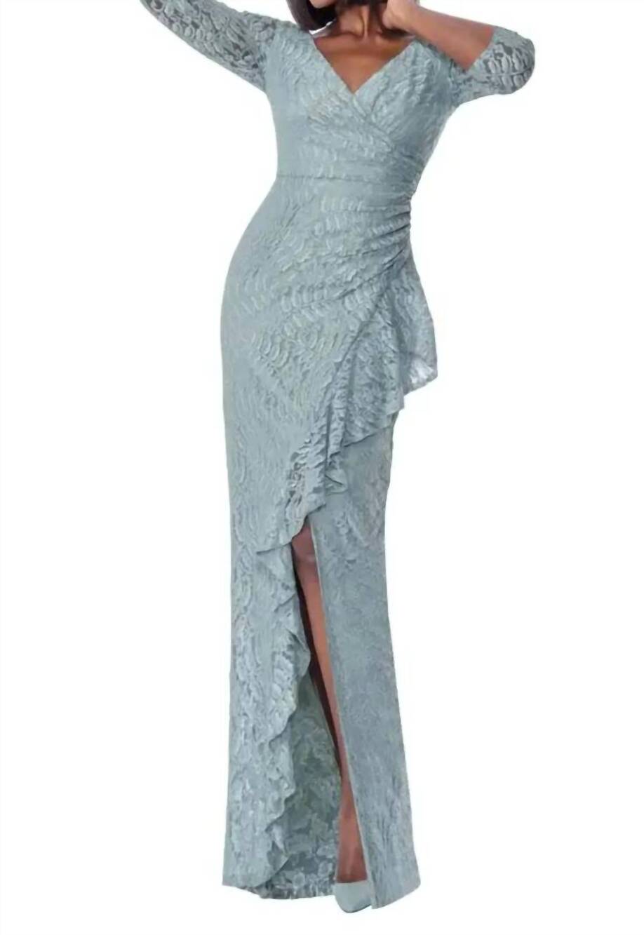 NEW ASPEED DESIGN lace mother of the bride dress in slate blue